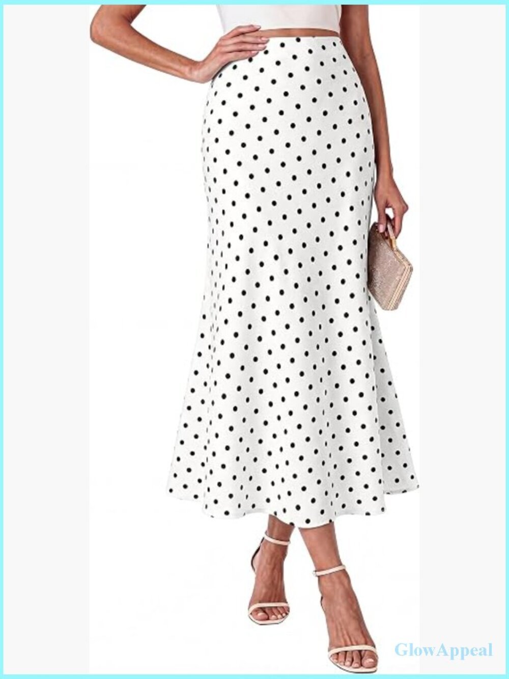 High Waisted Midi A-Line Silk Skirt Wedding Guest Party